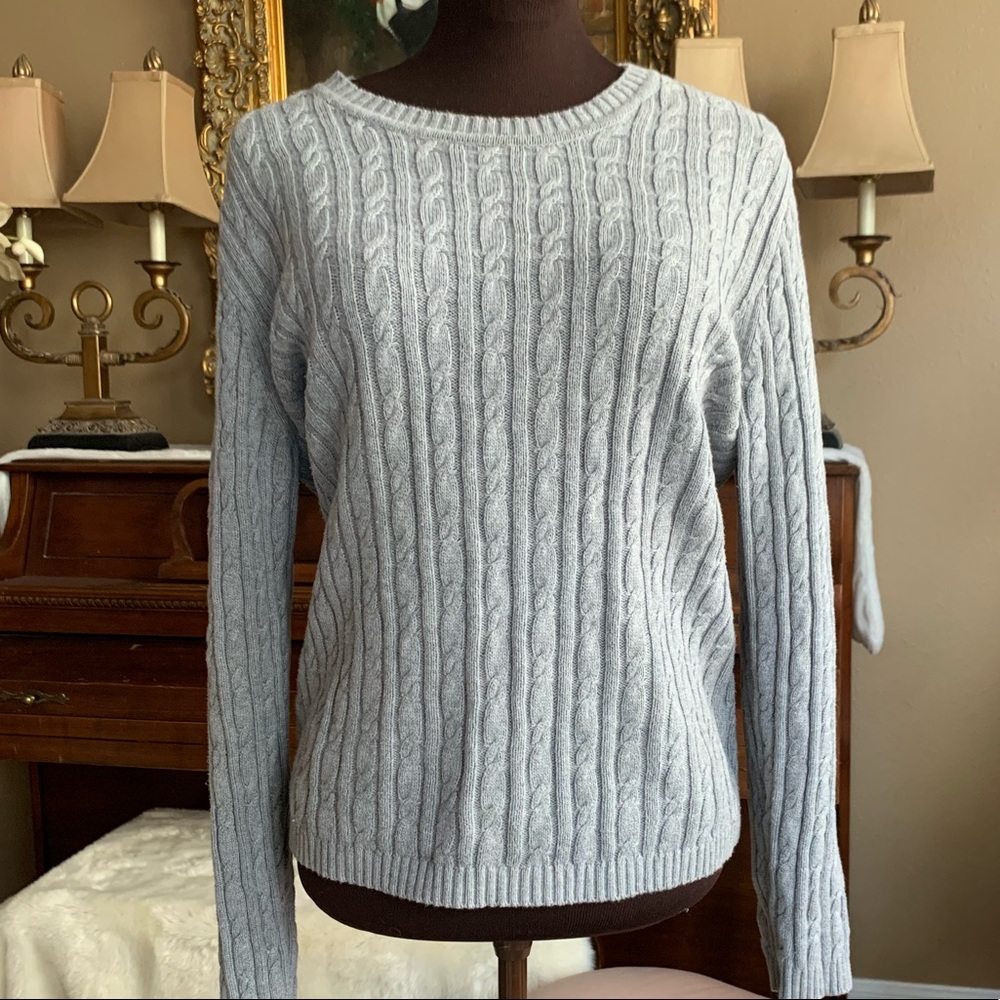 100% Cotton KarenScott Crewneck Cable Knit Sweater